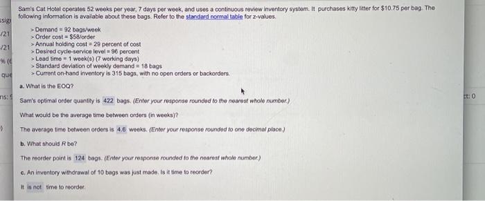 sig 21 /21 % que Sam's Cat Hotel operates 52