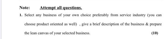 Note: Attempt all questions. 1. Select any