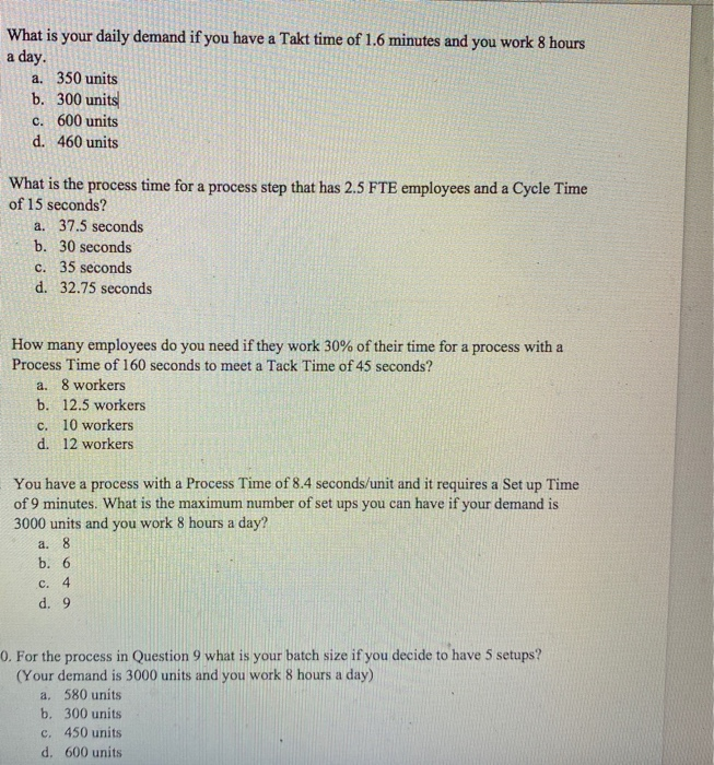 What is your daily demand if you have a Takt time