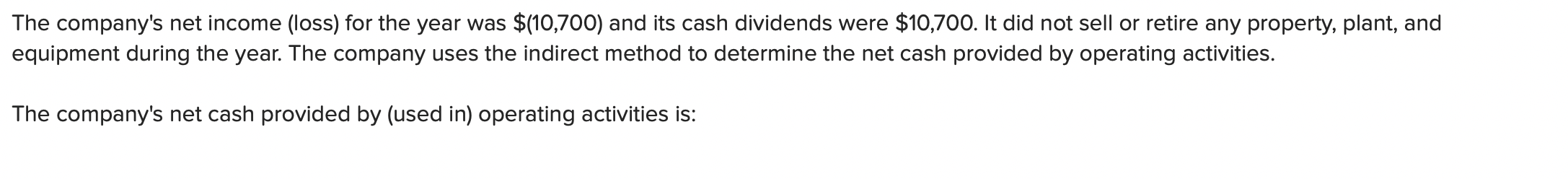 The company's net income (loss) for the year was