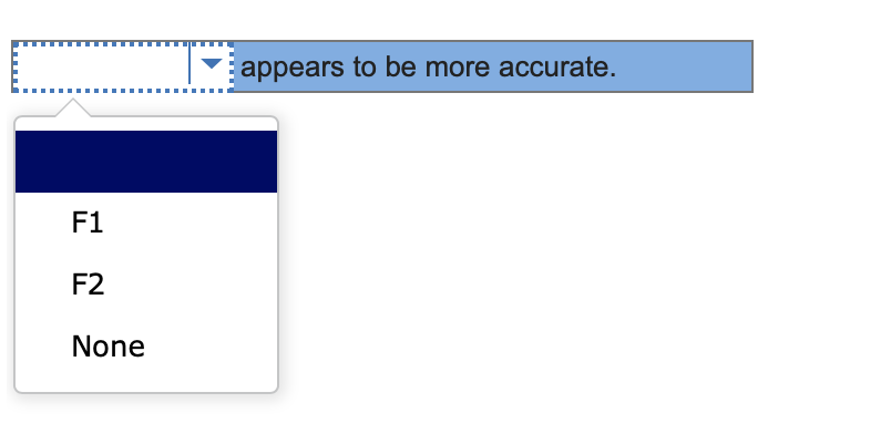 Two different forecasting techniques (F1 and F2)