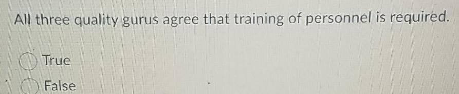 All three quality gurus agree that training of