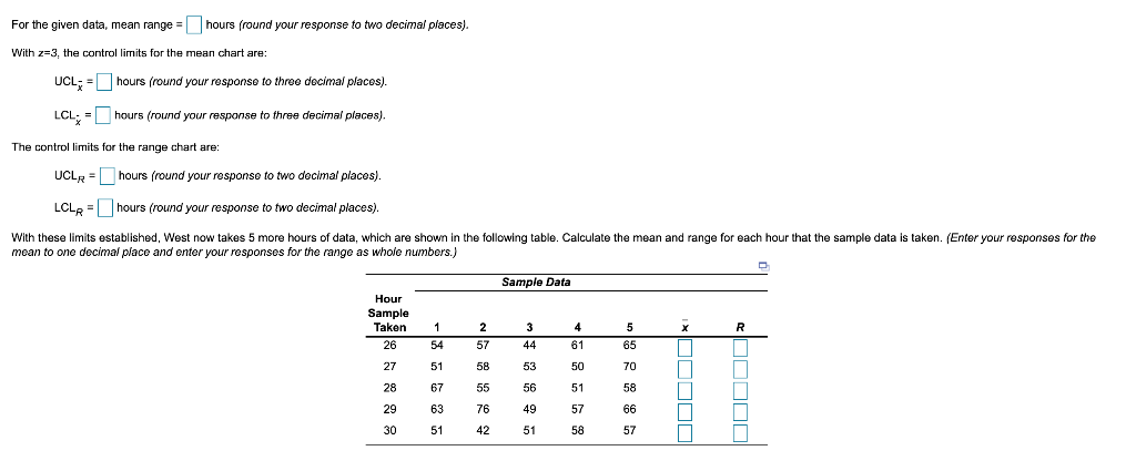 Refer to Table 56.1 - Factors for Computing