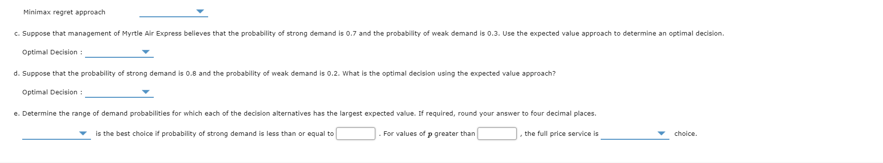 Problem 13-09 (Algorithmic) Myrtle Air Express