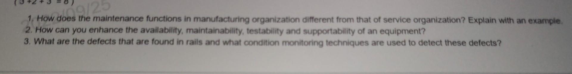 1. How does the maintenance functions in