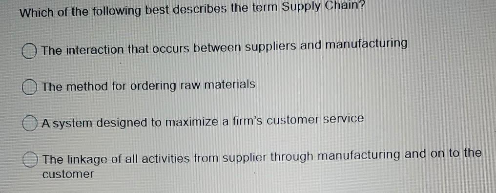 Which of the following best describes the term