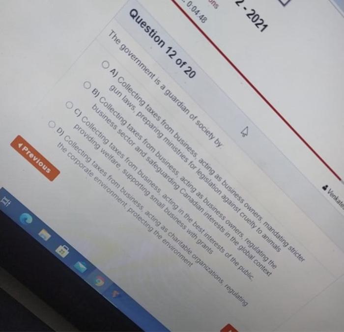 ins 0:04:48 2- 2021 Question 12 of 20 The