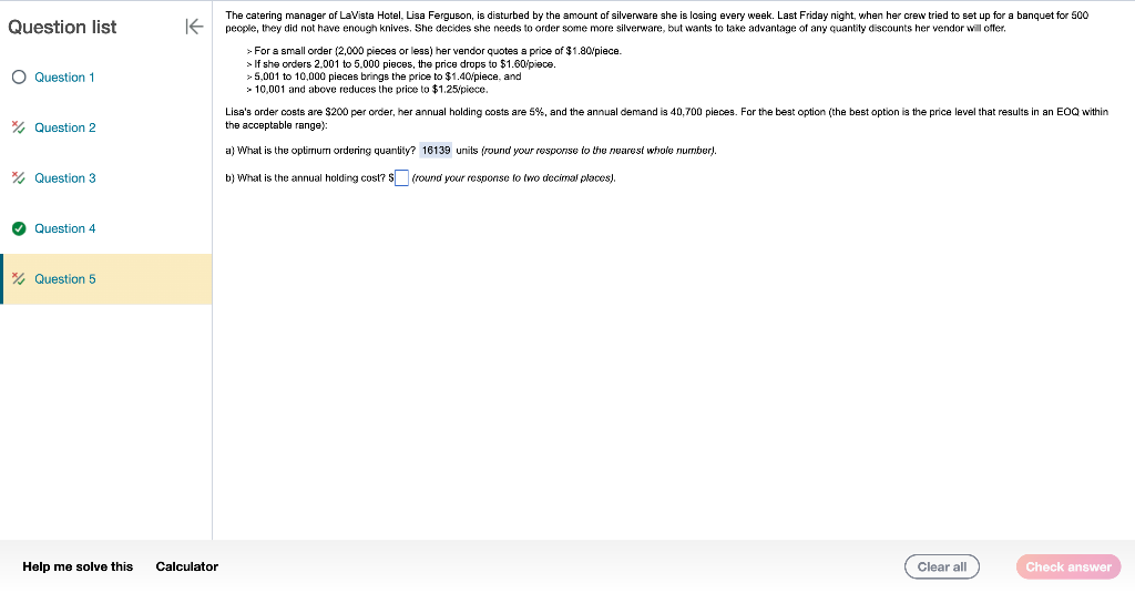 The catering manager of Lavista Hotel, Lisa