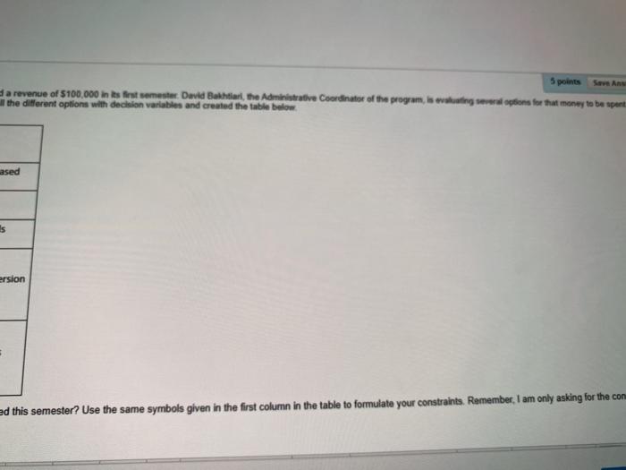 QUESTION 8 Tuition paid by students in the Master