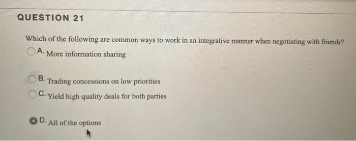 QUESTION 21 Which of the following are common