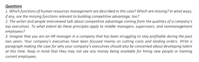 CASE # 1 REBUILDING COMPETITIVE ADVANTAGE As the