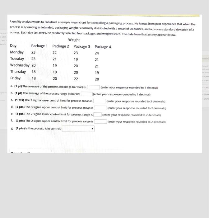 Day 18 A quality analyst wants to construct a