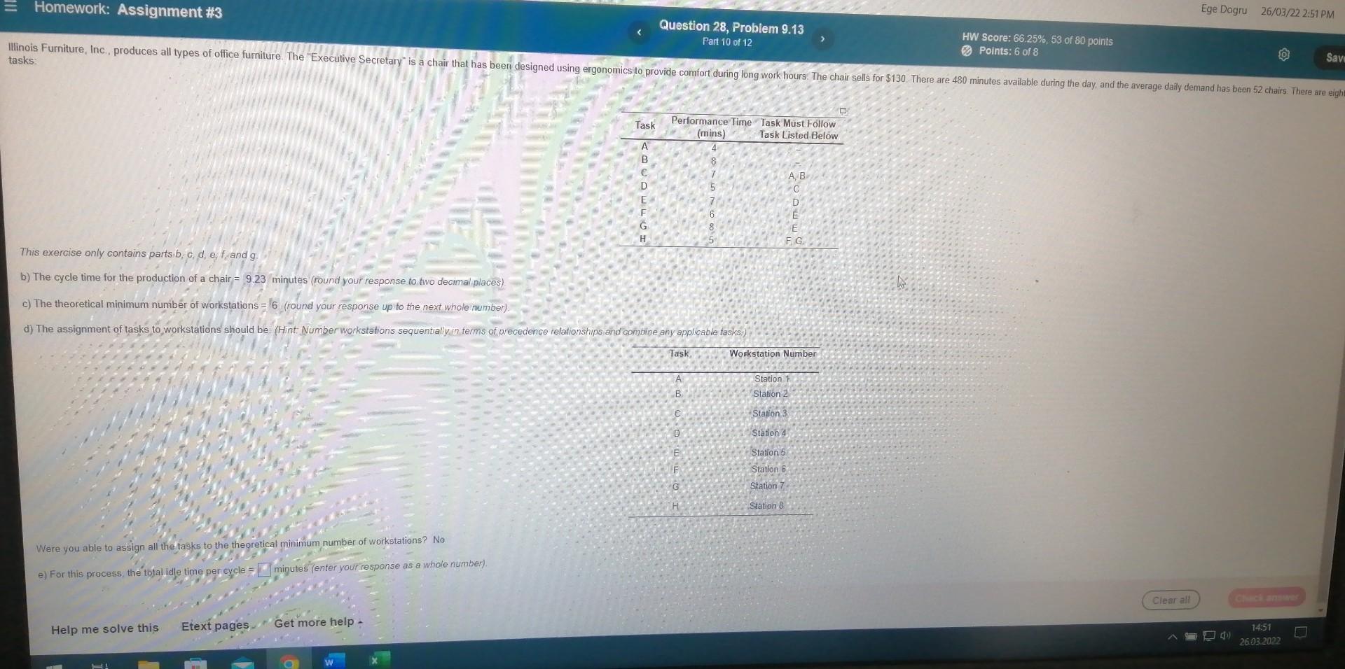 Ege Dogru 26/03/22 2:51 PM Homework: Assignment