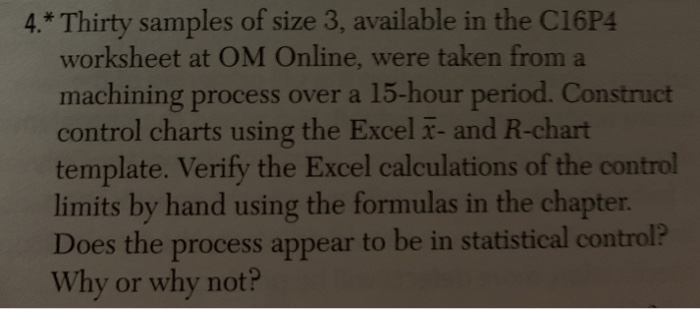 how would i put this in excel 4.* Thirty samples