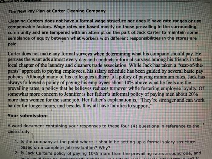 cleanin The New Pay Plan at Carter Cleaning