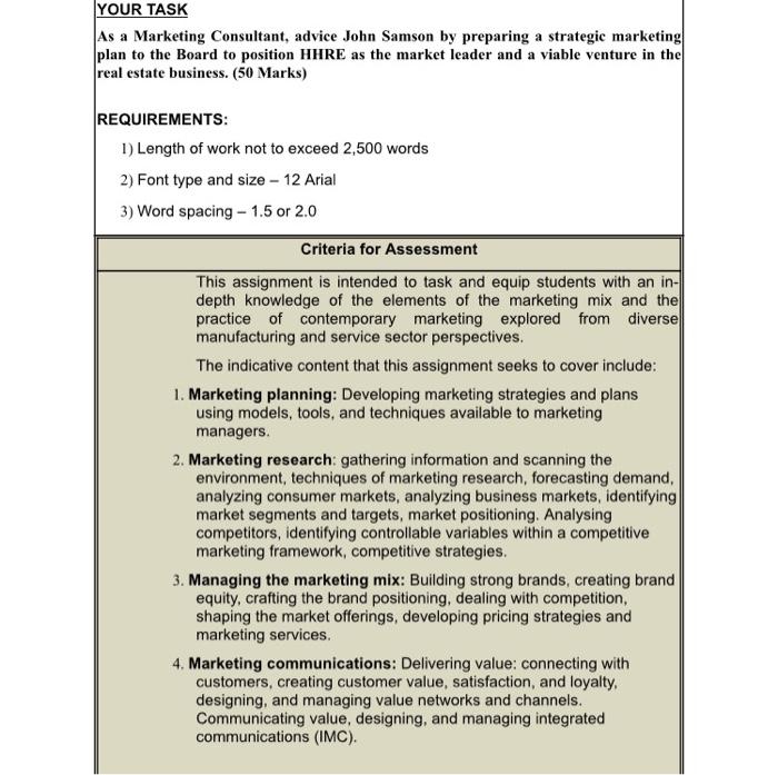 UR TASK a Marketing Consultant, advice John