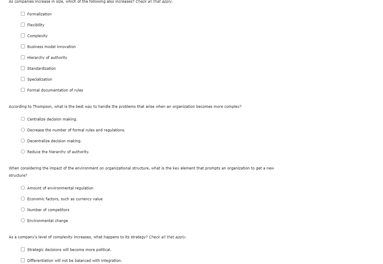 As companies increase in size, which of the