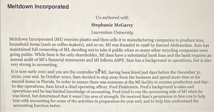 Meltdown Incorporated Co-authored with Stephanie