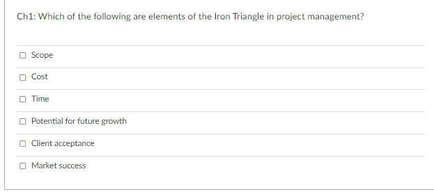 Ch1: Which of the following are elements of the