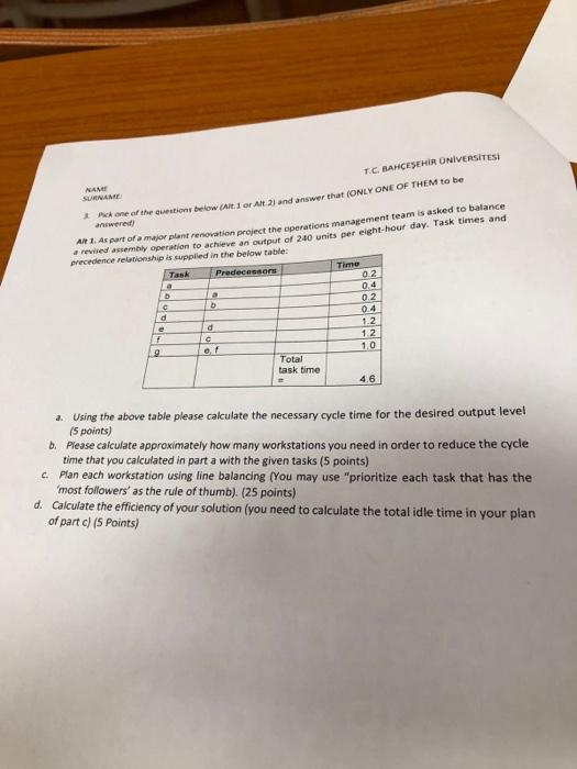 NAME T.C. BAHCEEHIR UNIVERSITES Act one of the