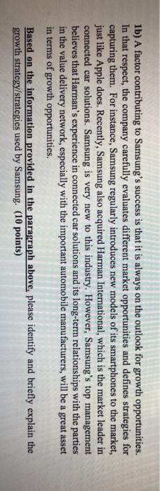 1b) A factor contributing to Samsung's success is