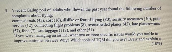 5- A recent Gallup poll of adults who flew in the