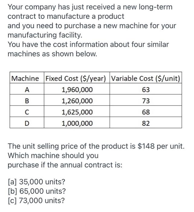 Your company has just received a new long-term