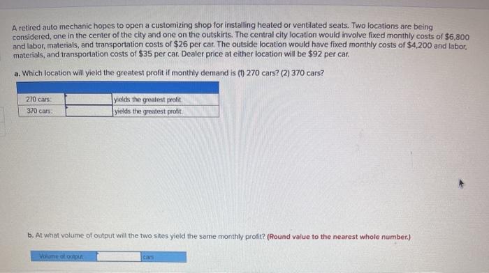 A retired auto mechanic hopes to open a