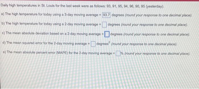Daily high temperatures in St. Louis for the last