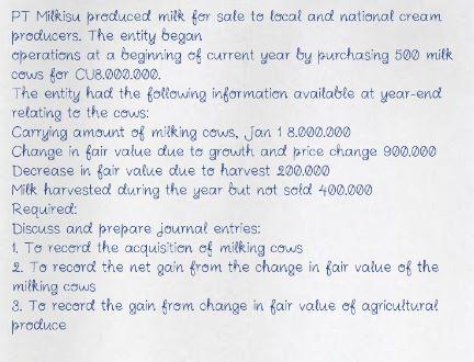 PT Milkisu produced milk for sale to local and