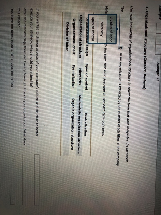 Attempts: Average: 73 1. Organizational structure