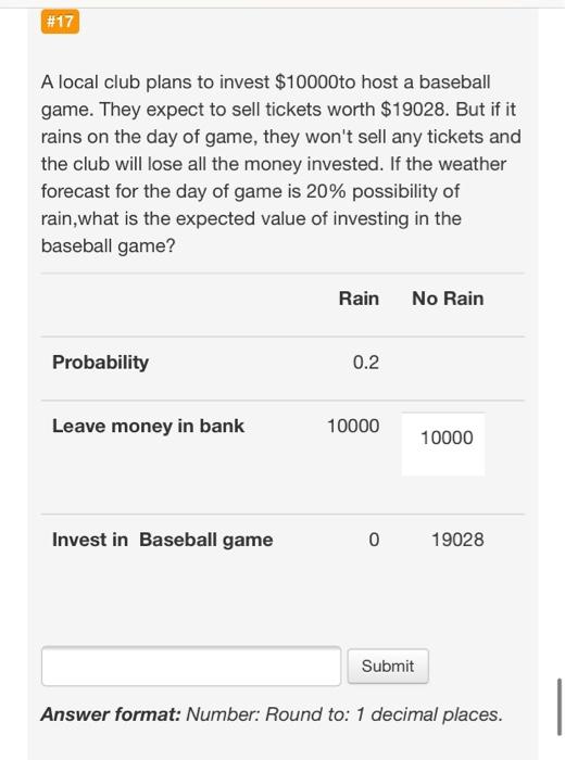 #17 A local club plans to invest $10000to host a