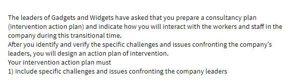 The leaders of Gadgets and Widgets have asked