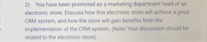 2) You have been promoted as a marketing