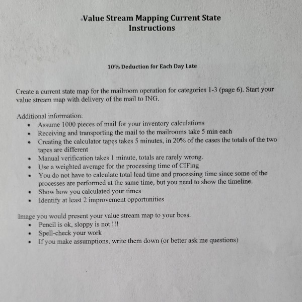 Value Stream Mapping Current State Instructions