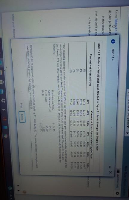 attached table 11.4 Using mel determine the sales