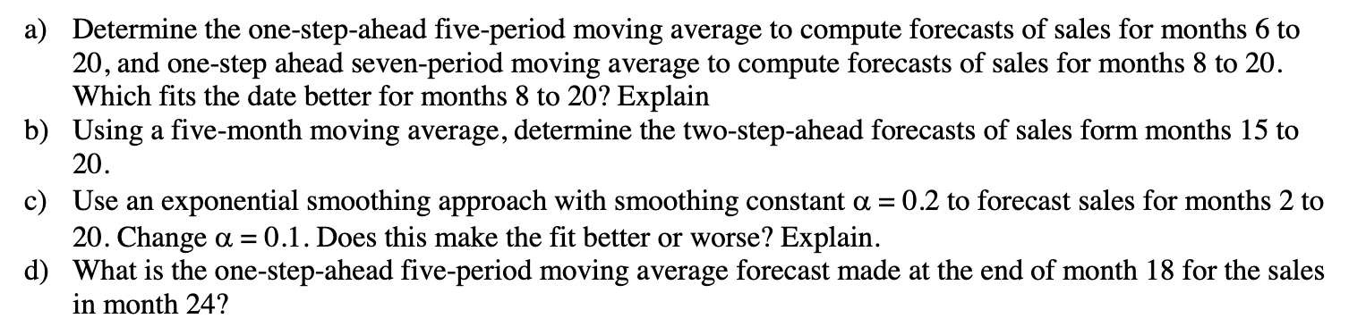 Explain step by step please Month Sales 1 22 2 21