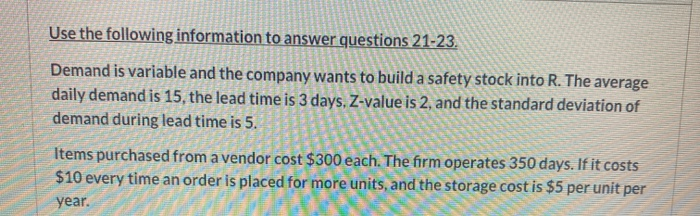 Use the following information to answer questions