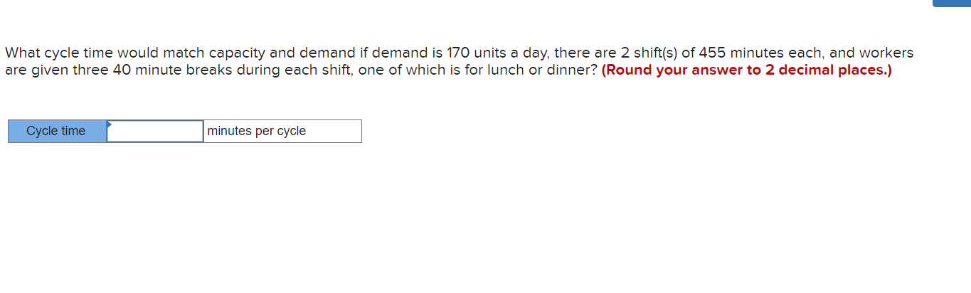 What cycle time would match capacity and demand