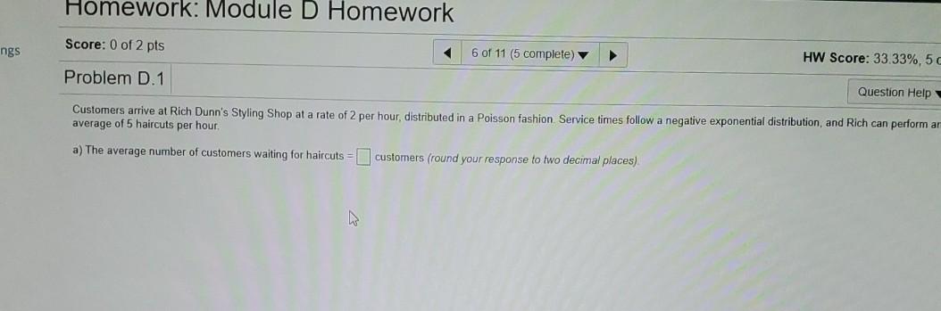 a) average number of customers waiting for