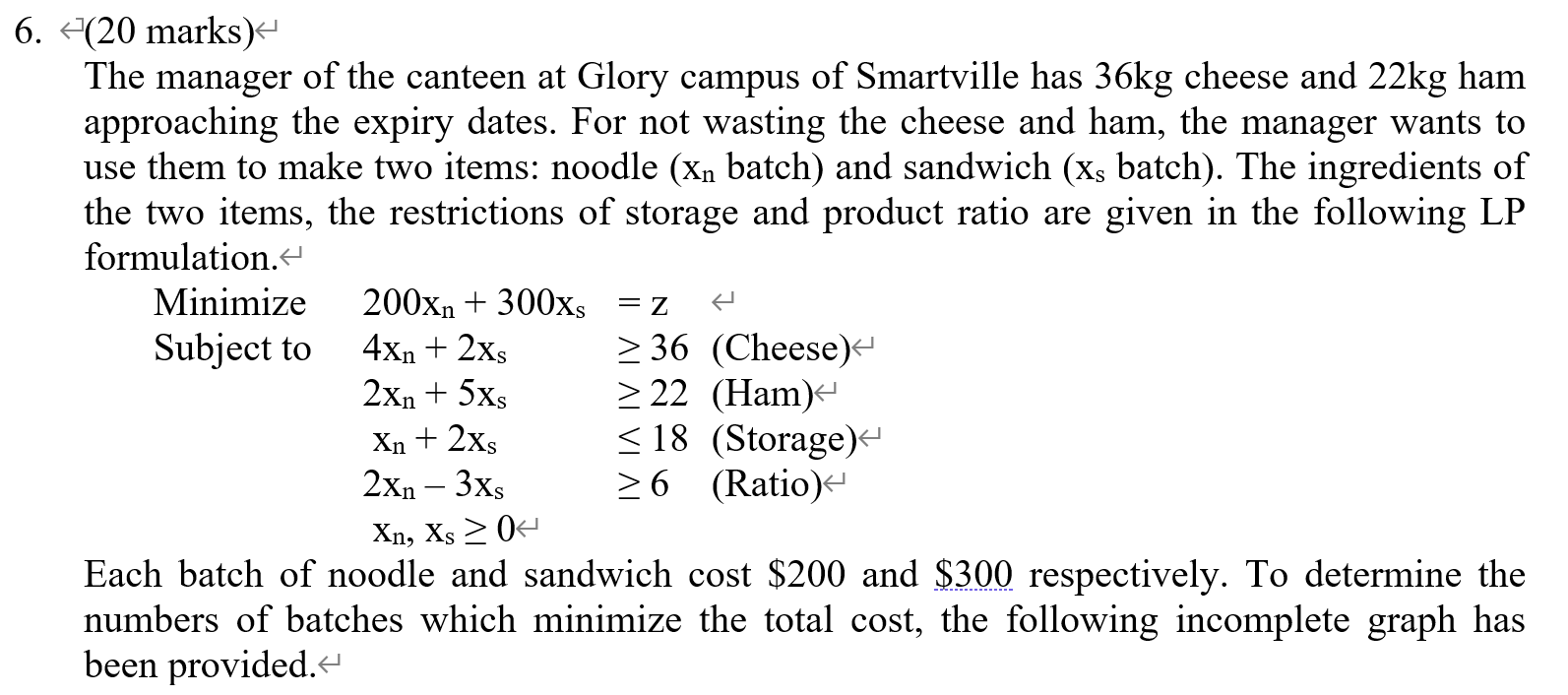 = Z 6. (20 marks) The manager of the canteen at