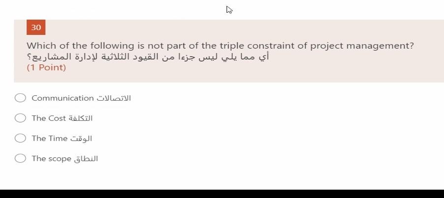 30 Which of the following is not part of the