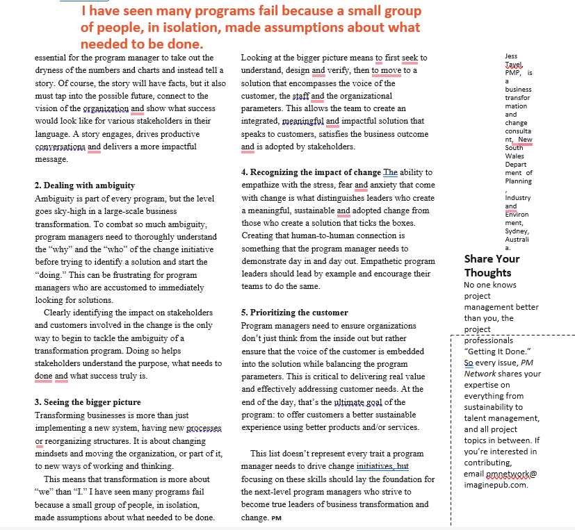 Rubric: Executive Summary Snapshot summary of the