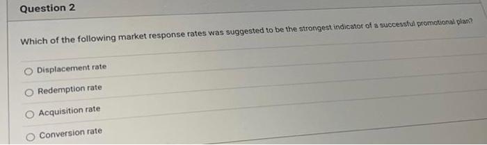Question 2 Which of the following market response