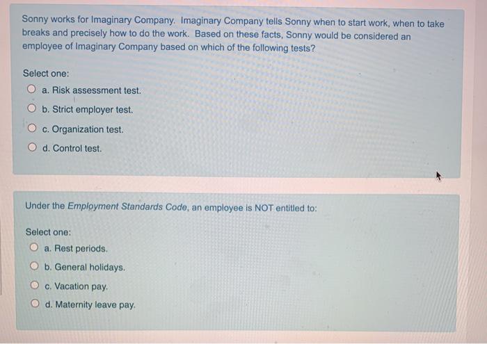 Sonny works for Imaginary Company. Imaginary