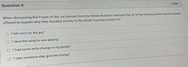 Question 2 Which of the following market response