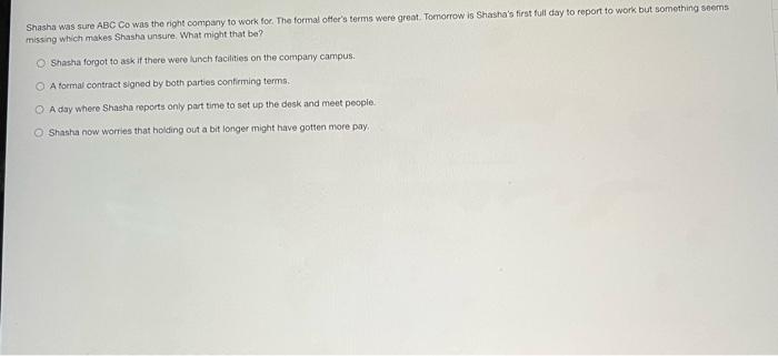 Shasha was sure ABC Co was the right company to