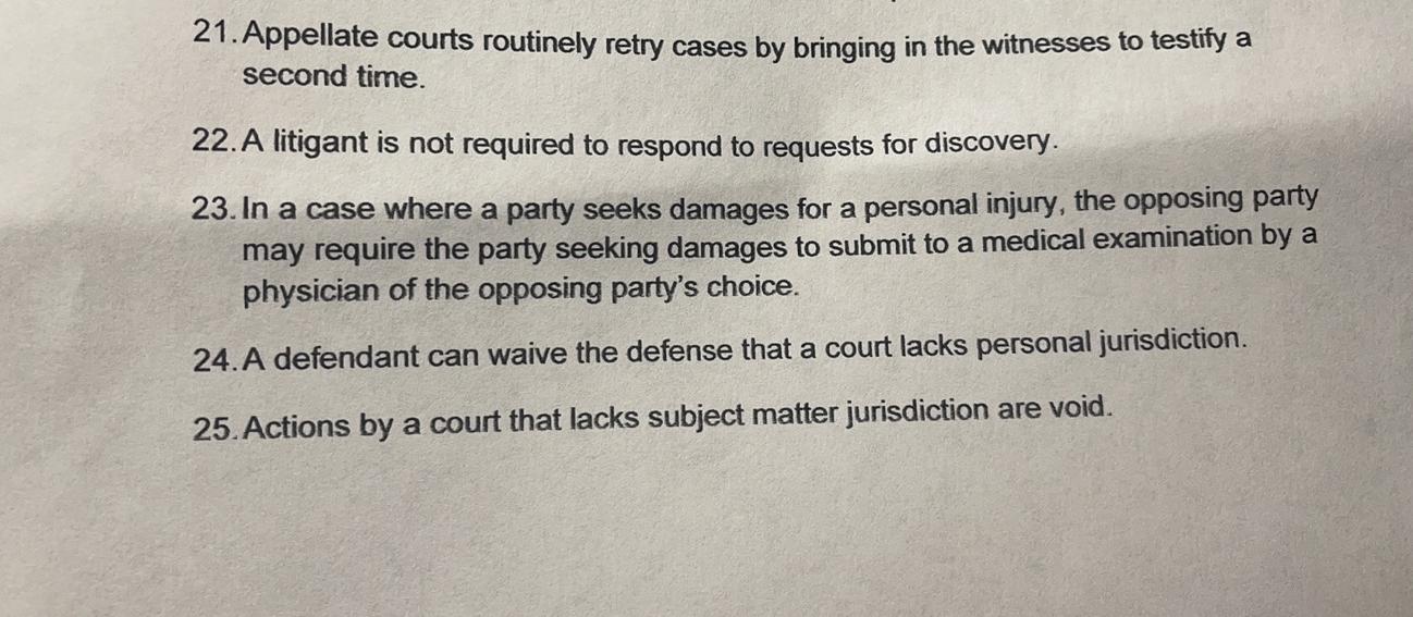 Please answer all questions, just give me True OR