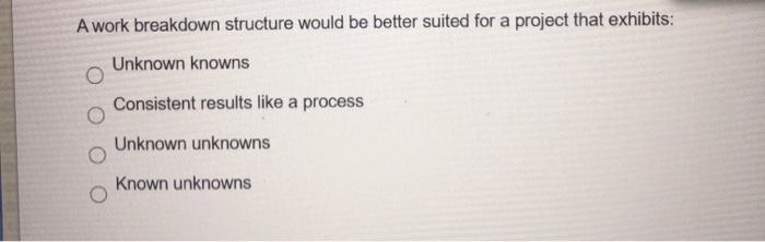 A work breakdown structure would be better suited