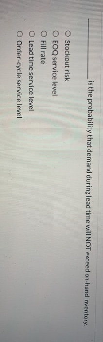 is the probability that demand during lead time